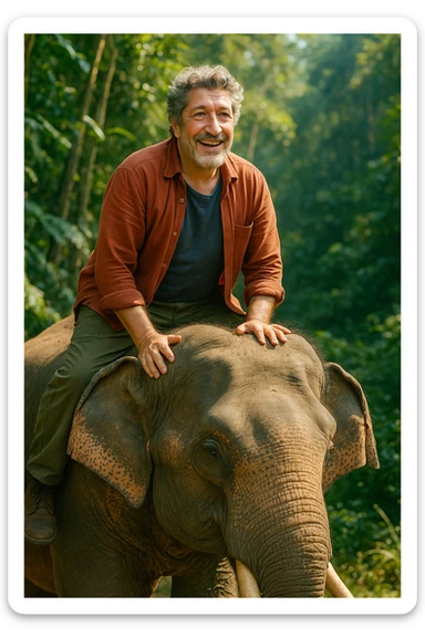 Alain chabat sur un éléphant  sticker