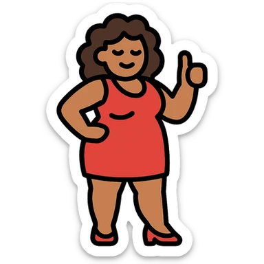 confident woman with a curvy figure, tasteful and stylized cartoon icon sticker