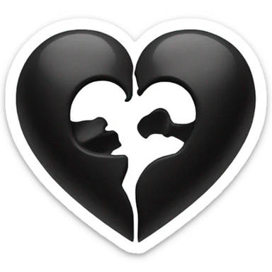black heart two halves sticker