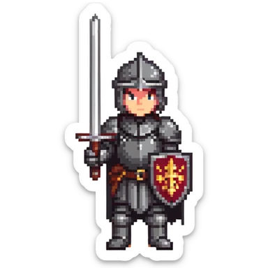 Medieval knight in black armor wielding a sword sticker