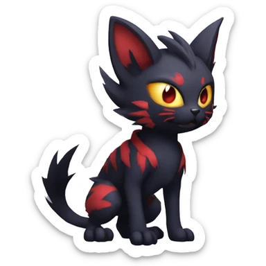 Black Anthro Cool Punk Noibat-Litten-Fakemon-fursona with fangs and red markings Full Body sticker