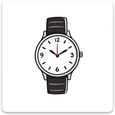 a clock or wristwatch with visible face and hands, in pastel colors dd9fb0, ffc6d3, a3bfc9, c4bee2, f1b091, detailed hand-drawn doodle style sticker