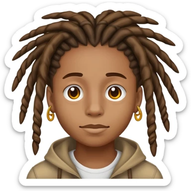 Creat an apple style emoji of a african american teen with hightop dreads sticker
