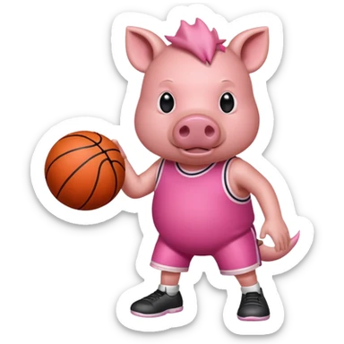 Hog holding a basketball  sticker