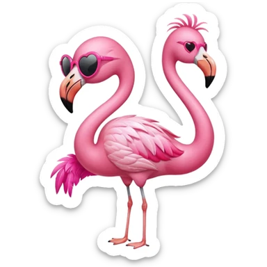 cute flamingo with heart sunglasses sticker