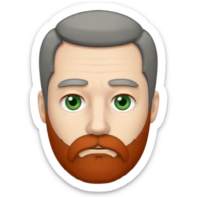 Greenish grey eyed adult man with sad eyes, poor short dark grey hair and a very long beard hanging. Pale skin. He's serious and looks tired. Make sure his hair and beard are both dark grey. sticker
