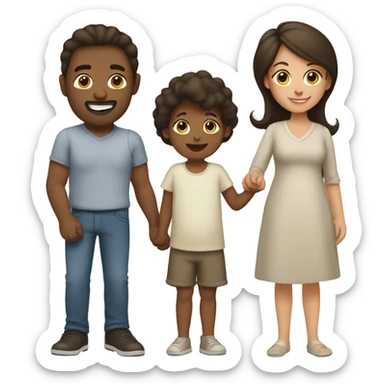 Brunette Family with toddler and baby  sticker