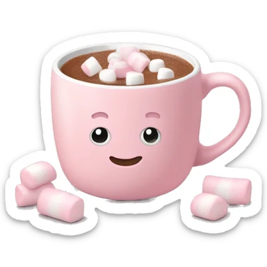 Light Pink mug of hot chocolate with marshmallows  sticker