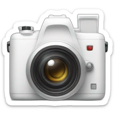  a white camera with a white hand pointing forward sticker