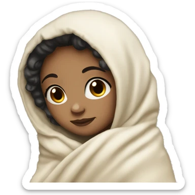 Pretty light skin girl with dark hair cozy in a blanket sticker