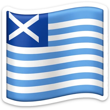 emoji Flag with 3 simple  horizontal lines: white, blue, white, equal one to another sticker