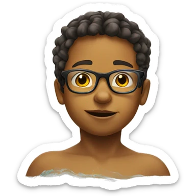 a small child swims in the pool in glasses sticker