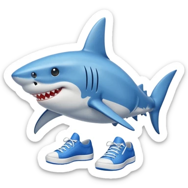 Shark with legs wearing blue shoes sticker