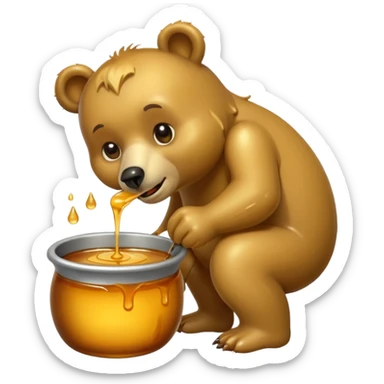 Bear eating pot of honey sticker