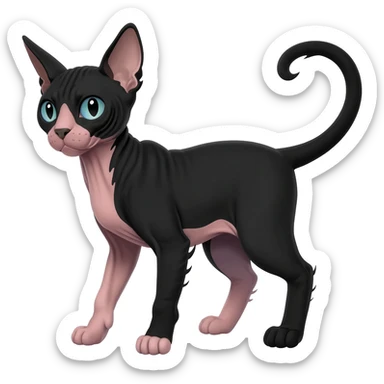 Black edgy Noivern-Litten-Sphynx-Lykoi-Caracal-cat-Fakemon full-body sticker