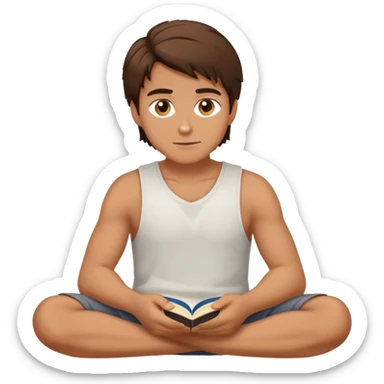 Brunet Hair Hazel Eyes man sitting criss cross ready for story time sticker