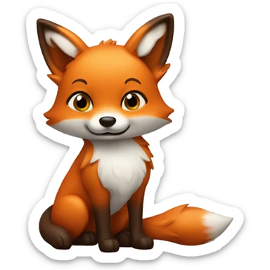 Fox with chew toy sticker