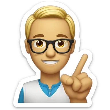 nerd holding up finger with glasses on saying "actually" sticker