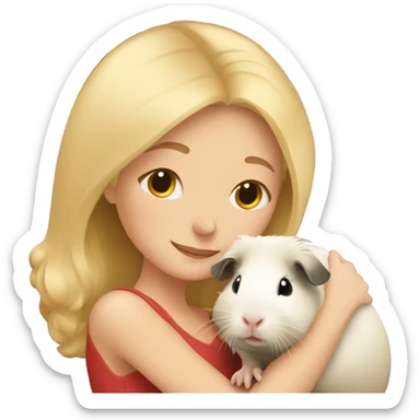 Blonde Woman hugging a guineapig sticker