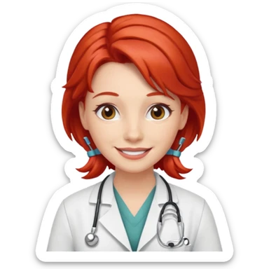 doctor with red hairclips on hair sticker