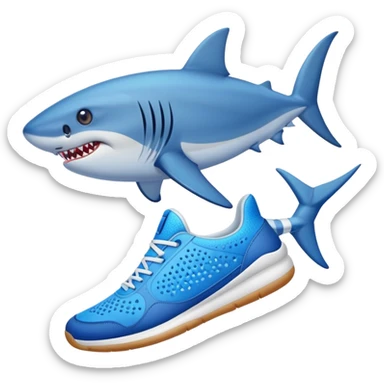 Tiburón con pies y tenis azules  sticker