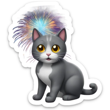 New year 2025 cat and fireworks  sticker