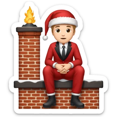 Cristmas male sit down on a chimney sticker