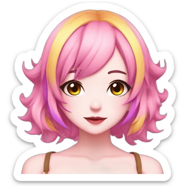 vinsmoke reiju, naughty girl, anime styled, colourful makeup, dressed in cosplays sticker