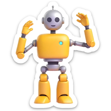 robot in the exact pose of the standard salute emoji, head and body resembling the classic robot emoji, shiny metallic 3D emoji style sticker