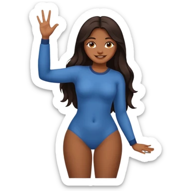 full nude, big butt, brown skin sexy girl, long dark hair, full body, sexual pose, showing "V" with fingers sticker