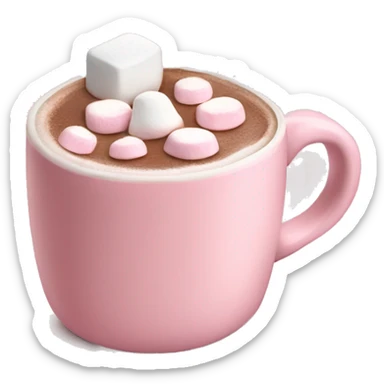 Light Pink mug of hot chocolate with marshmallows  sticker