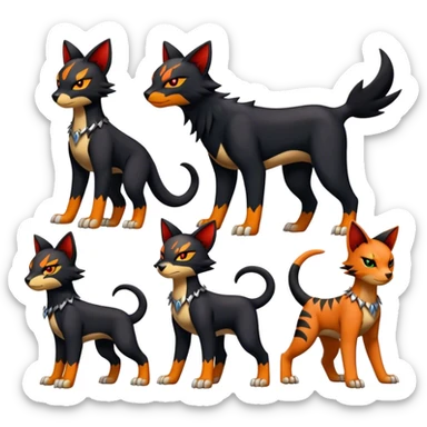 Cool edgy Torracat-Houndour-Litten-Digimon, full body sticker