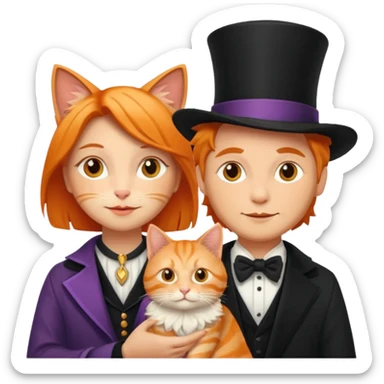  Icon magician couple and their pet cat sticker