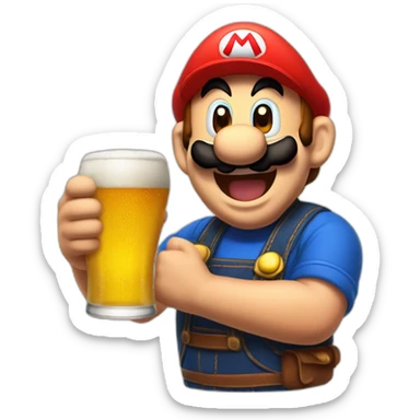 Mario bebiendo cerveza  sticker