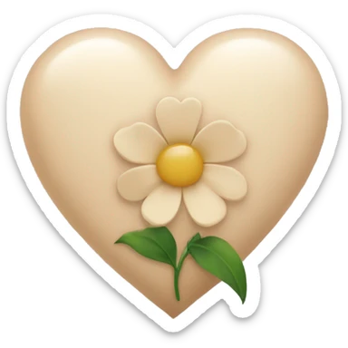 Beige heart with a flower sticker