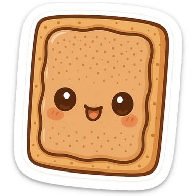chibi brown sugar cinnamon poptart with light brown frosting, cinnamon sugar sprinkle, cute face, expressive eyes sticker