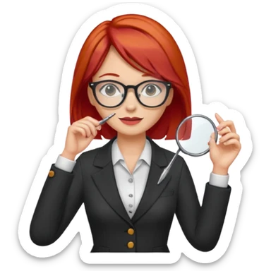 tailor woman with red hair and glasses sticker