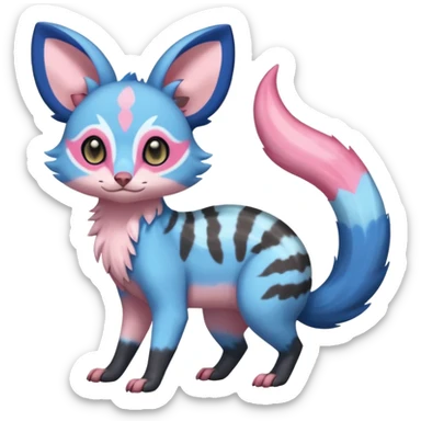 Rare realistic cool cute epic aesthetic colorful Amaura-Sylveon-Civet-Genet-species-Fakemon-hybrid-creature, with markings, full body sticker