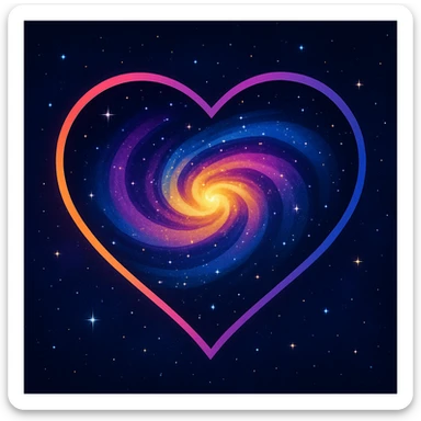 heart with a galaxy swirl, digital illustration, clean sticker