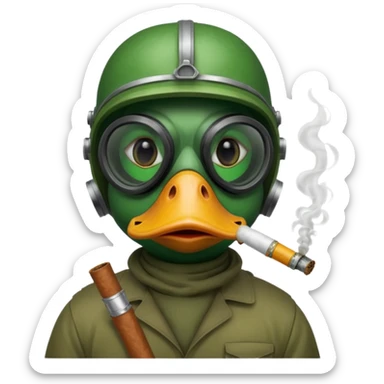 duck with a gas mask and cigarette  sticker