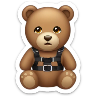 Teddy bear in black harness sticker
