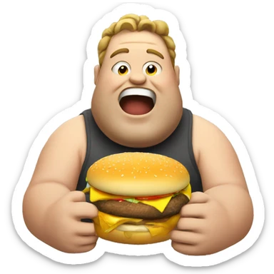 Fat guy eating burger  sticker
