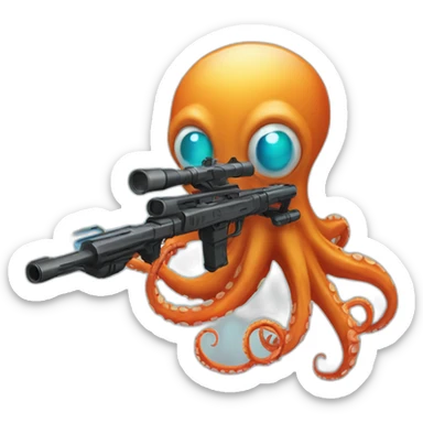 octopus holding a laser rifle sticker