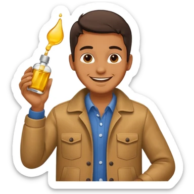 oil massage emoji men wearing clothing and applying oil sticker