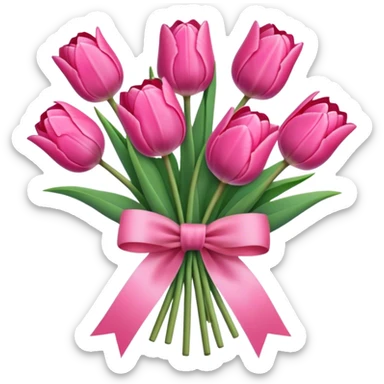 pink tulip bouquet with a bow sticker