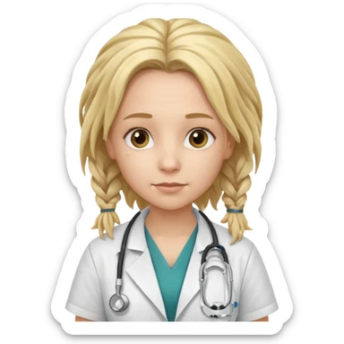 blonde girl doctor with dreadlock sticker