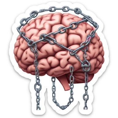 Brain bound with hearts in chains sticker