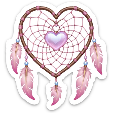Iridescent pastel pink heart Sakura dreamcatcher sticker