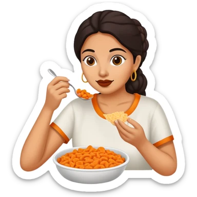 Mexican woman with bean dip and Cheetos  sticker