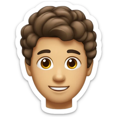 garçon brun aux cheveux longs attaché avec un chignon yeux marrons sticker